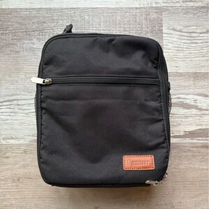 Femuar Black Insulated Lunch Bag Zip Closure with Pockets Casual Solid